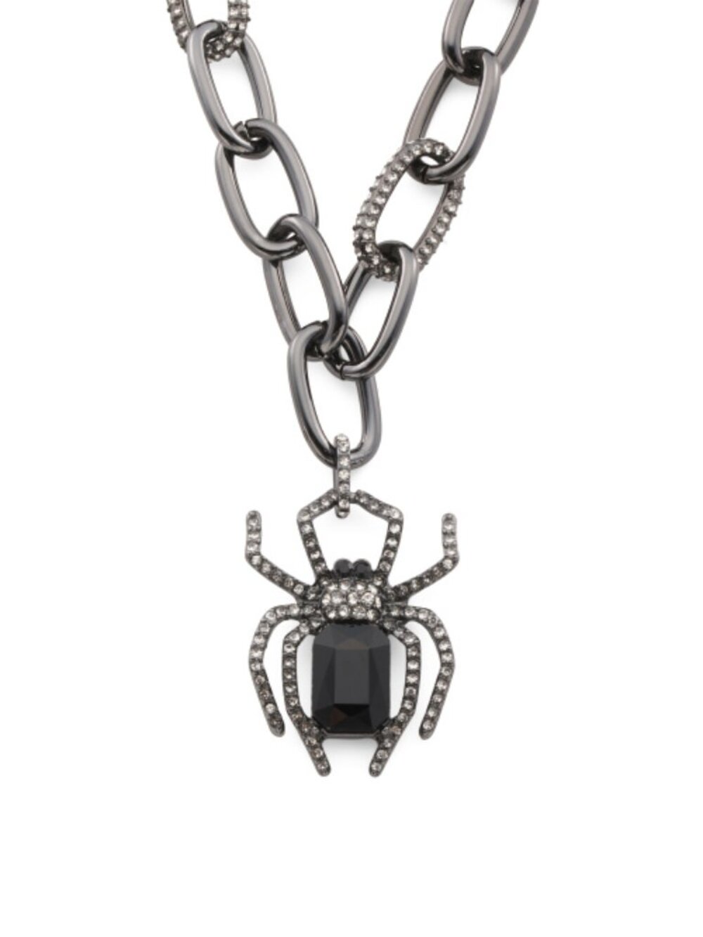 BETSEY JOHNSON Black Crystal Spider Chain Necklace
